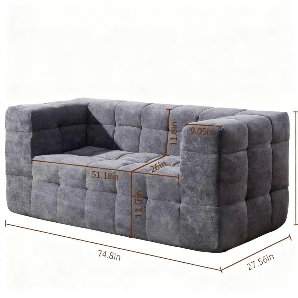 Modern Loveseat Sofa, No-Assembly Memory Foam Couch for Small Spaces