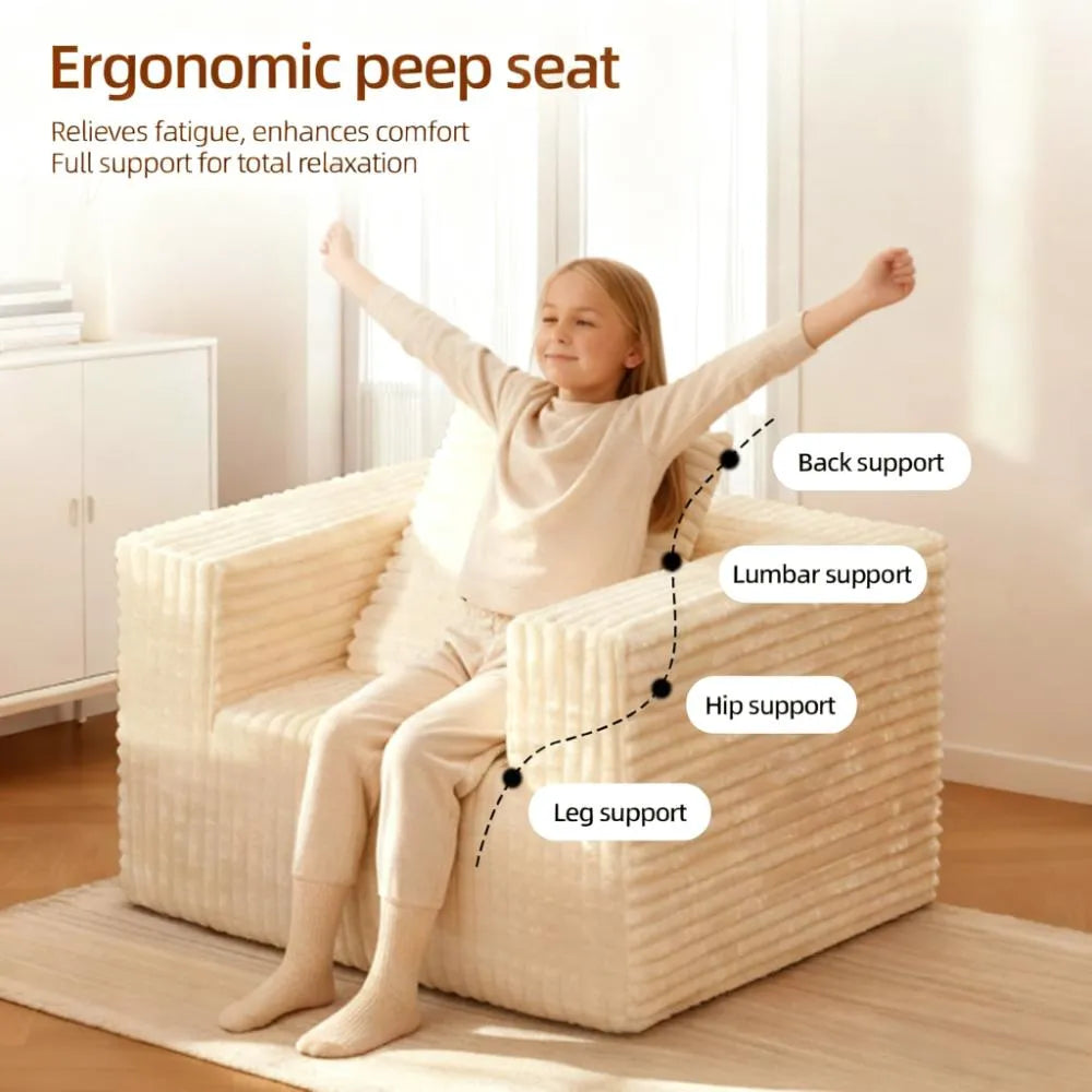 Single Cloud Bean Bag Chair, Plush Removable Cover for Multi-Room Use