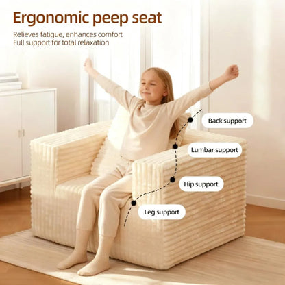 Single Cloud Bean Bag Chair, Plush Removable Cover for Multi-Room Use