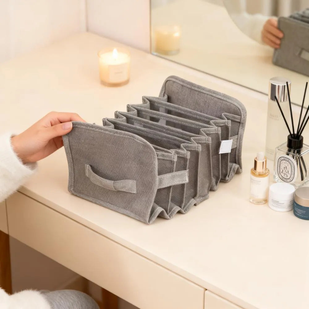 Set of 3 Grey Anti-Odor Cationic Linen Drawer Organisers