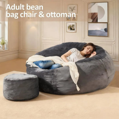 Washable Bean Bag, High-Resilience Foam Chair for Home
