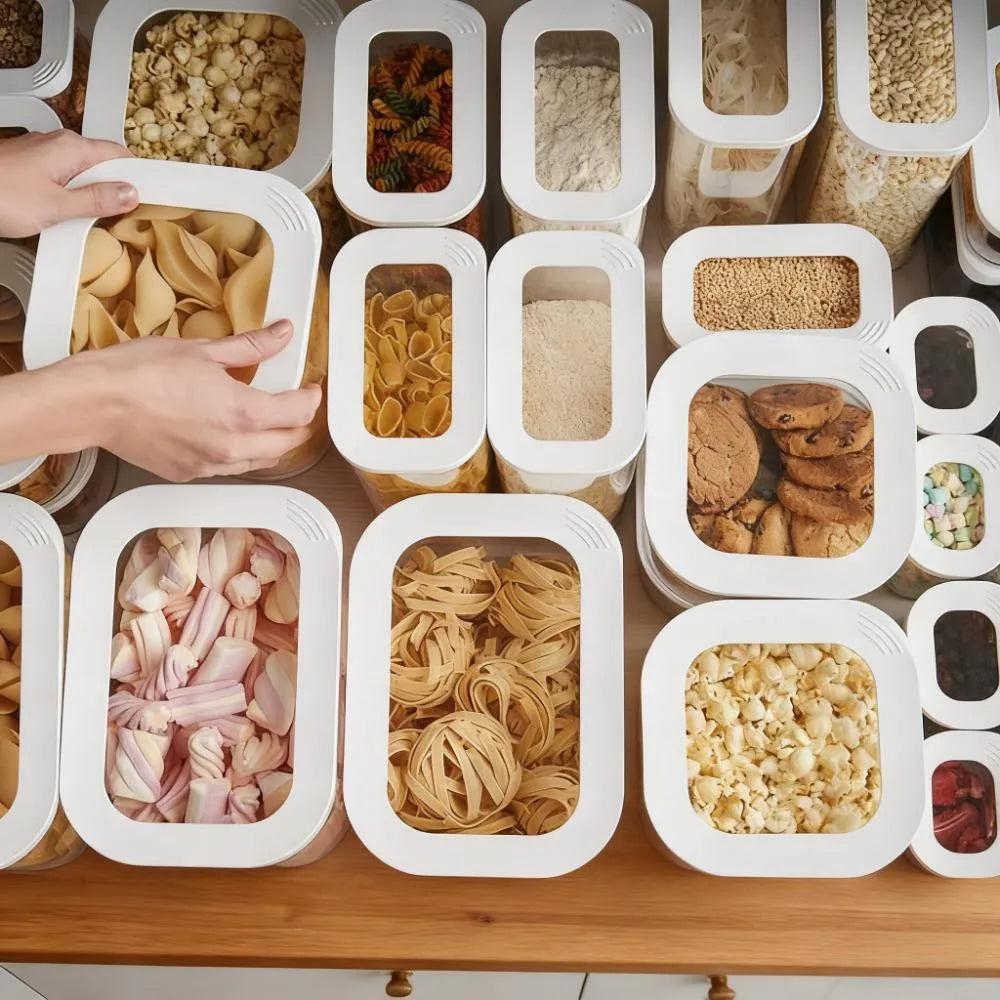 Set of 9 Crystal Clear Kitchen Storage Canisters