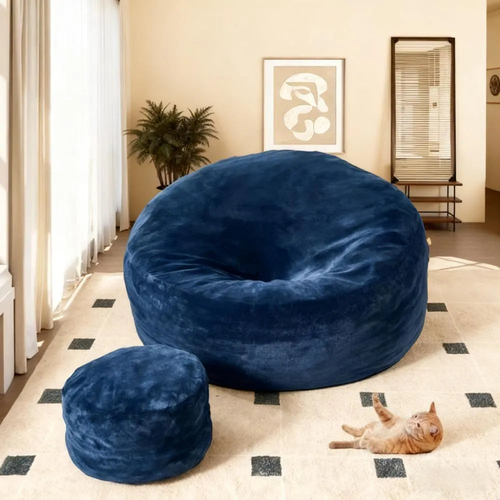 Washable Bean Bag, High-Resilience Foam Chair for Home