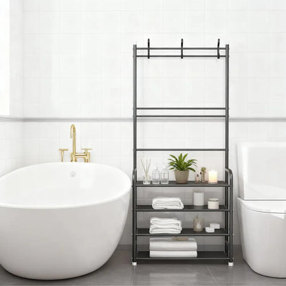 3-in-1 Entryway Organizer - Coat Rack, Shoe Bench & Shelves, Space Saving Design