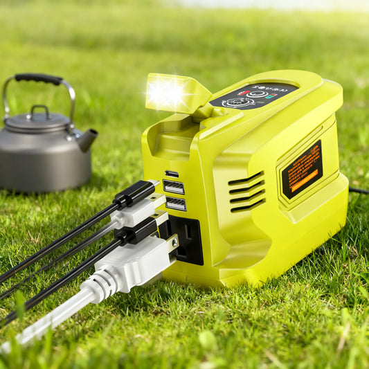 200W 18V Battery Inverter to 110V AC, with Multiple Charging Ports.