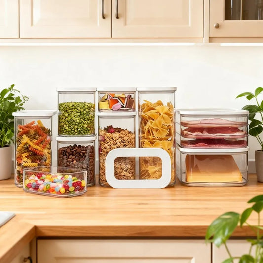 Set of 9 Crystal Clear Kitchen Storage Canisters