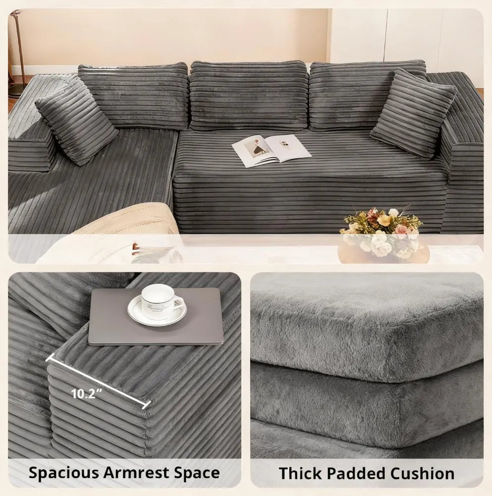 105" Modular Sectional Sofa, Deep Seat Cloud Couch, No Assembly Required