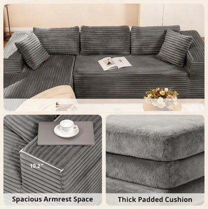 105" Modular Sectional Sofa, Deep Seat Cloud Couch, No Assembly Required