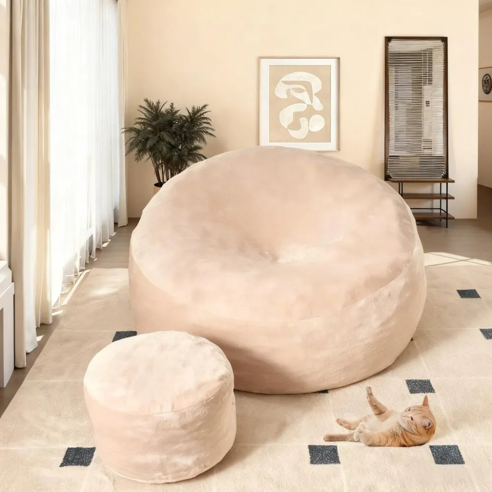 Washable Bean Bag, High-Resilience Foam Chair for Home
