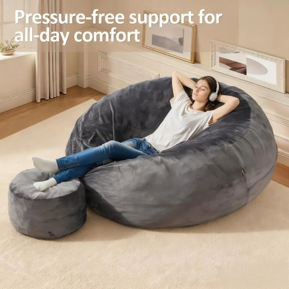 Washable Bean Bag, High-Resilience Foam Chair for Home