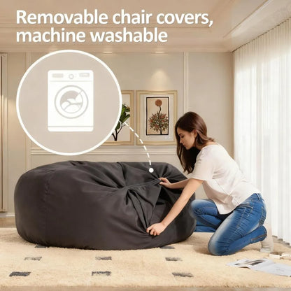 Washable Bean Bag, High-Resilience Foam Chair for Home