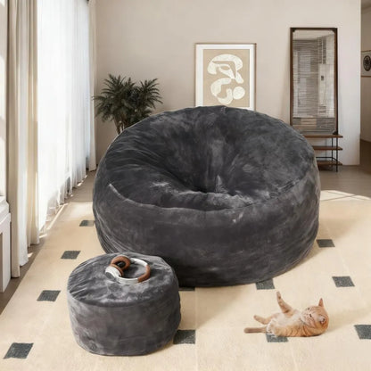 Washable Bean Bag, High-Resilience Foam Chair for Home