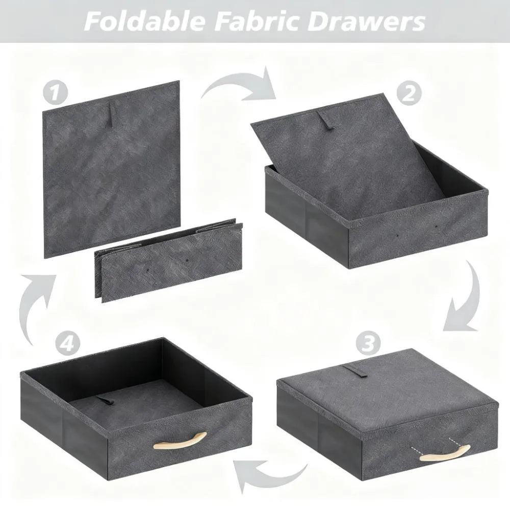 Set of 3 Grey Anti-Odor Cationic Linen Drawer Organisers