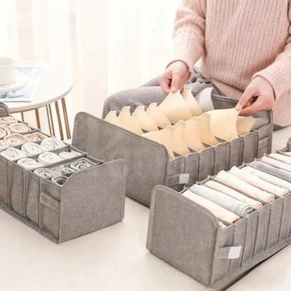 Set of 3 Grey Anti-Odor Cationic Linen Drawer Organisers