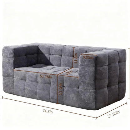 Modern Loveseat Sofa, No-Assembly Memory Foam Couch for Small Spaces